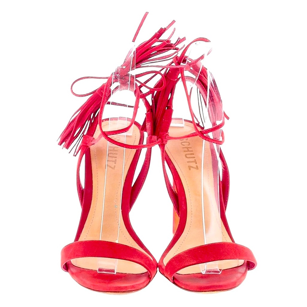 SCHUTZ Maggie Tassel Red Fringe Heels